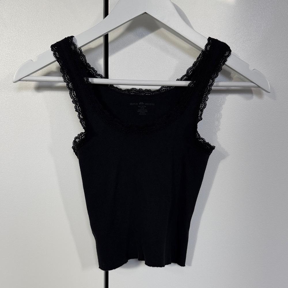 Brandy Melville Black Camisole with Lace Trim